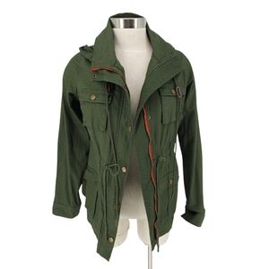 Market & Spruce Utility Cargo Jacket Olive Green Long Sleeve Button Zip Large